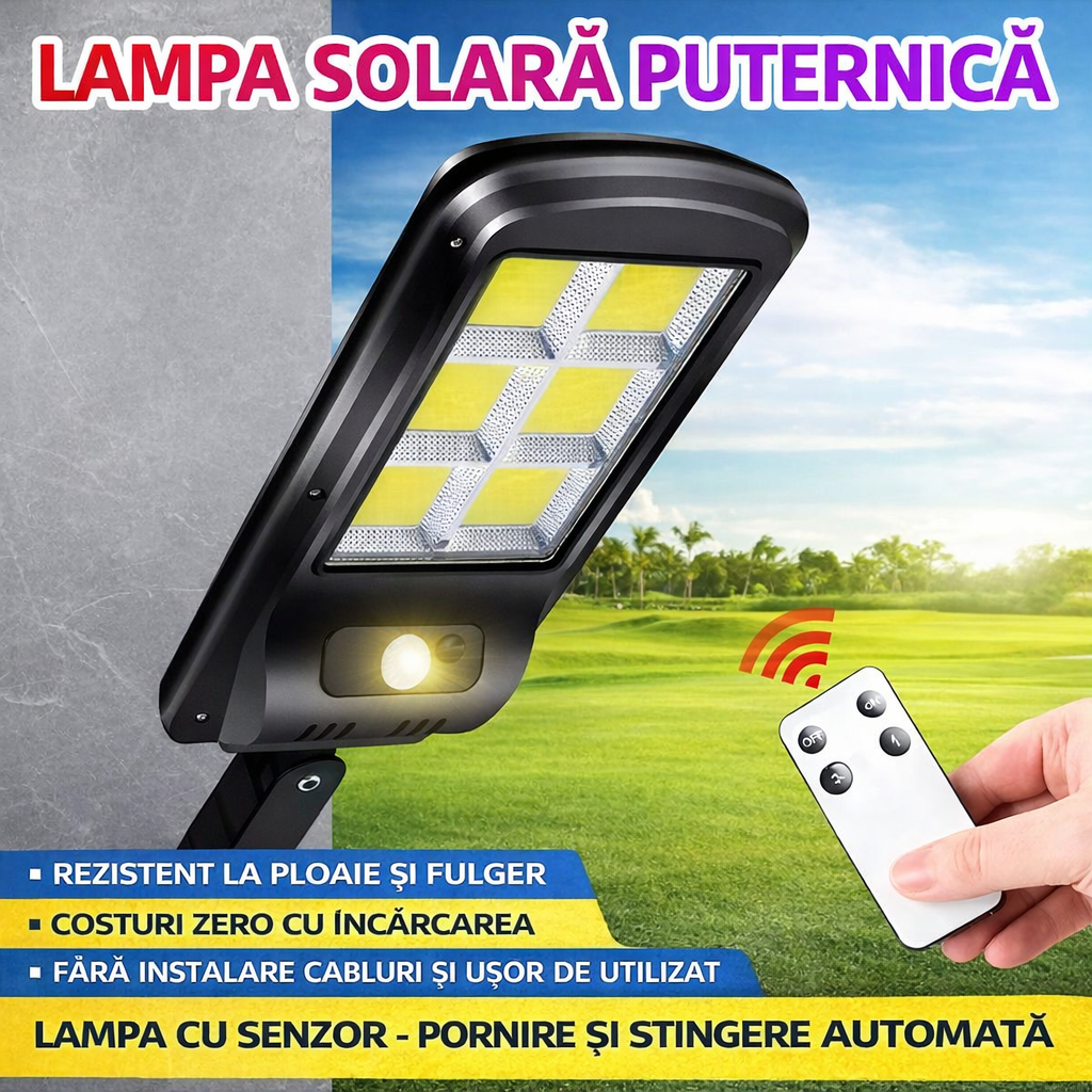 Lampa Stradala Solara Pro , Senzor de Miscare + Telecomanda