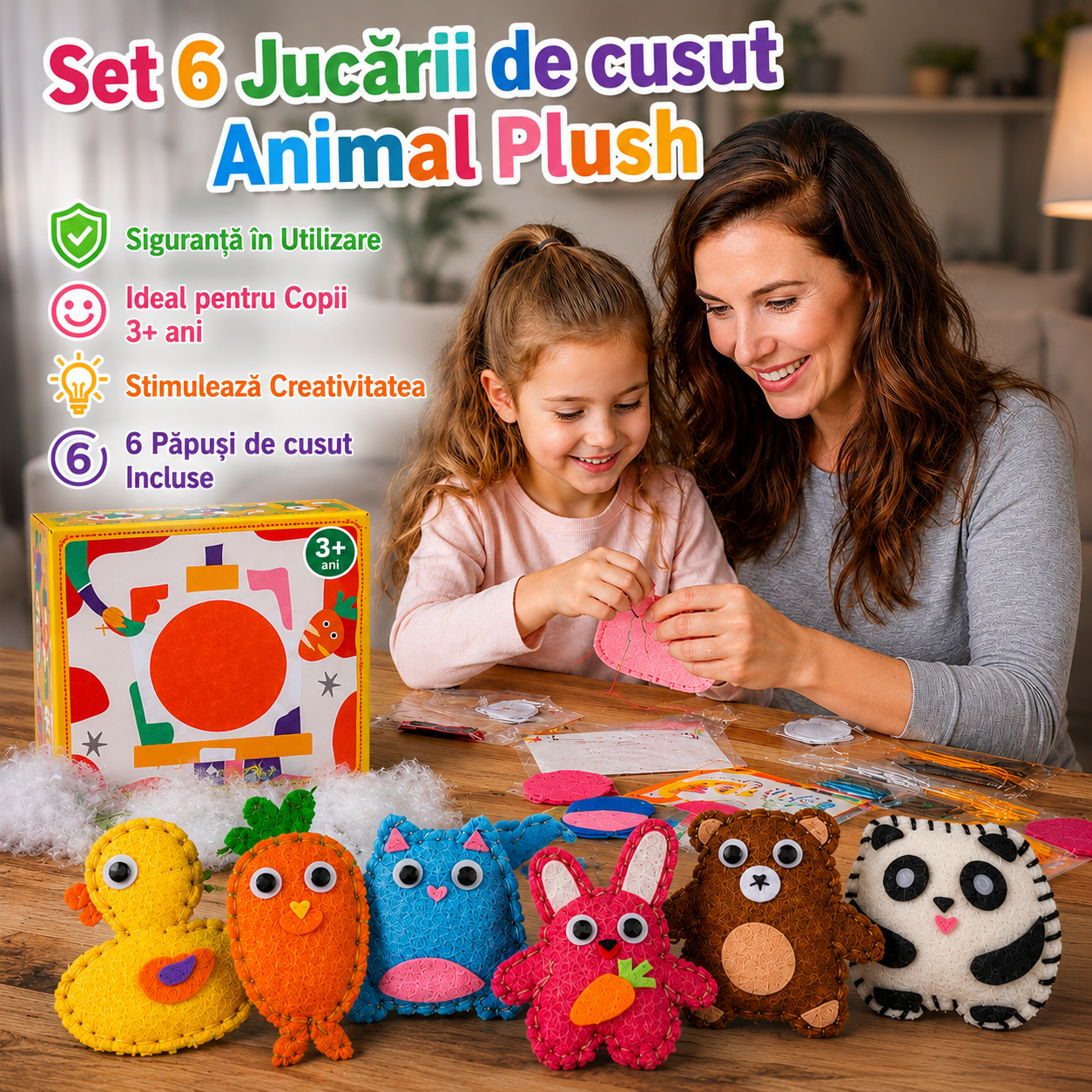 Set 6 Papusi De Cusut Pentru Copii - AnimalPlush