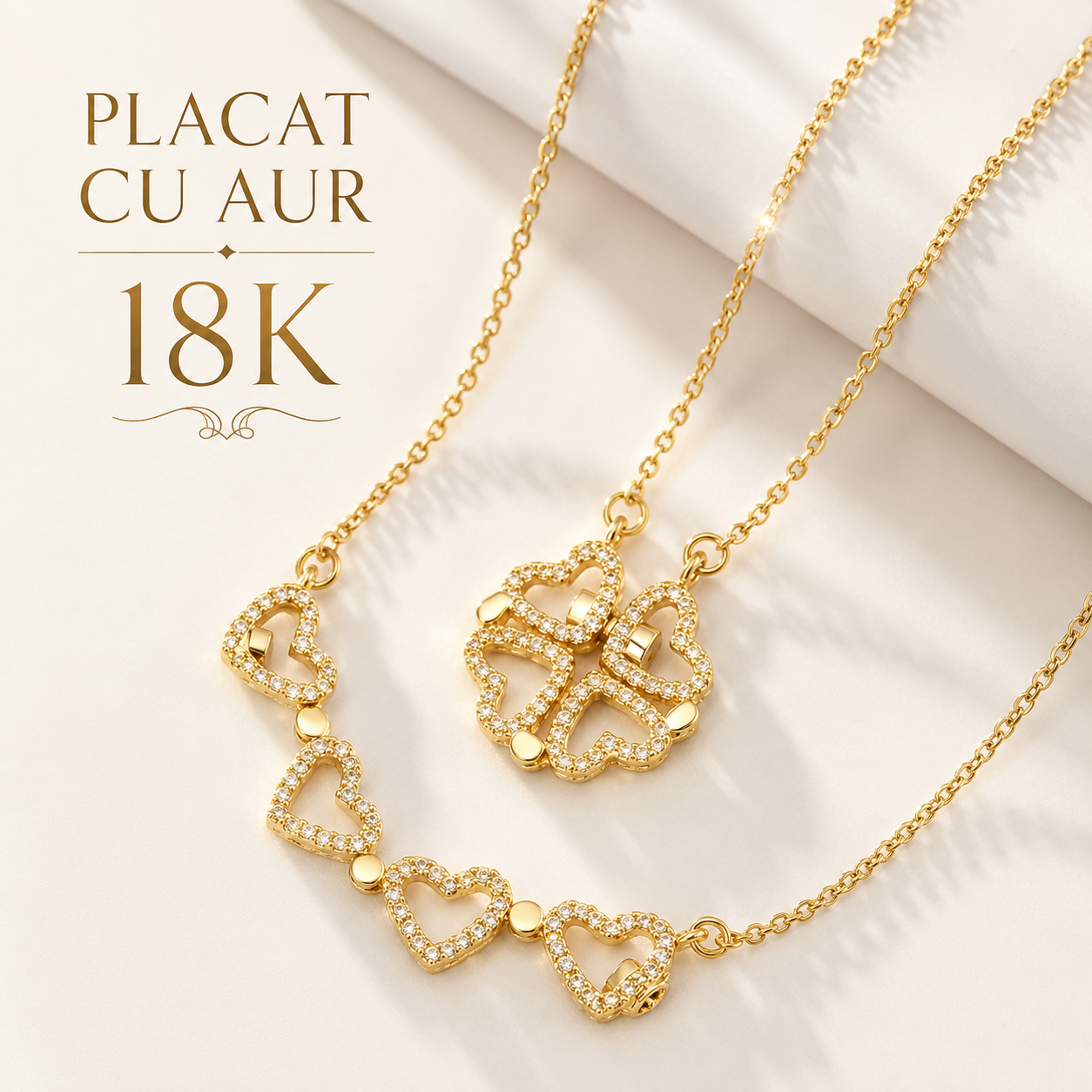 Lantisorul Inimi Unite placat cu aur 18k